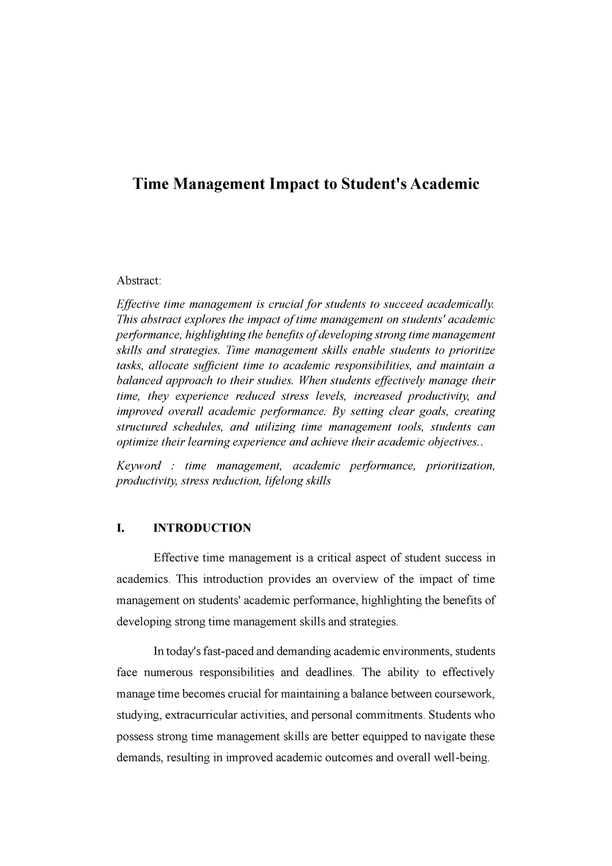 time management and academic performance thesis in the philippines