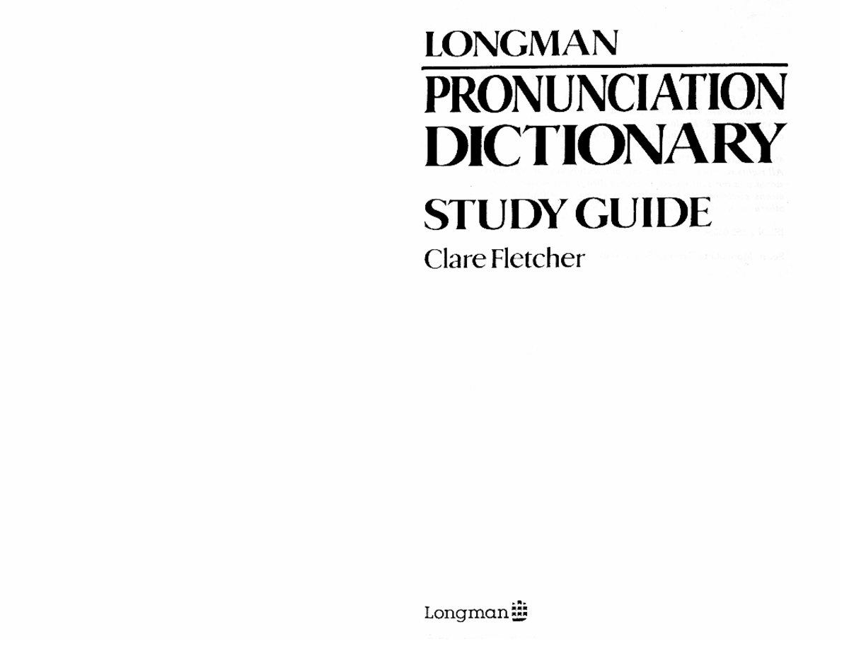 Pronunciation Dictionary Fletcher C Eng 001 Studocu