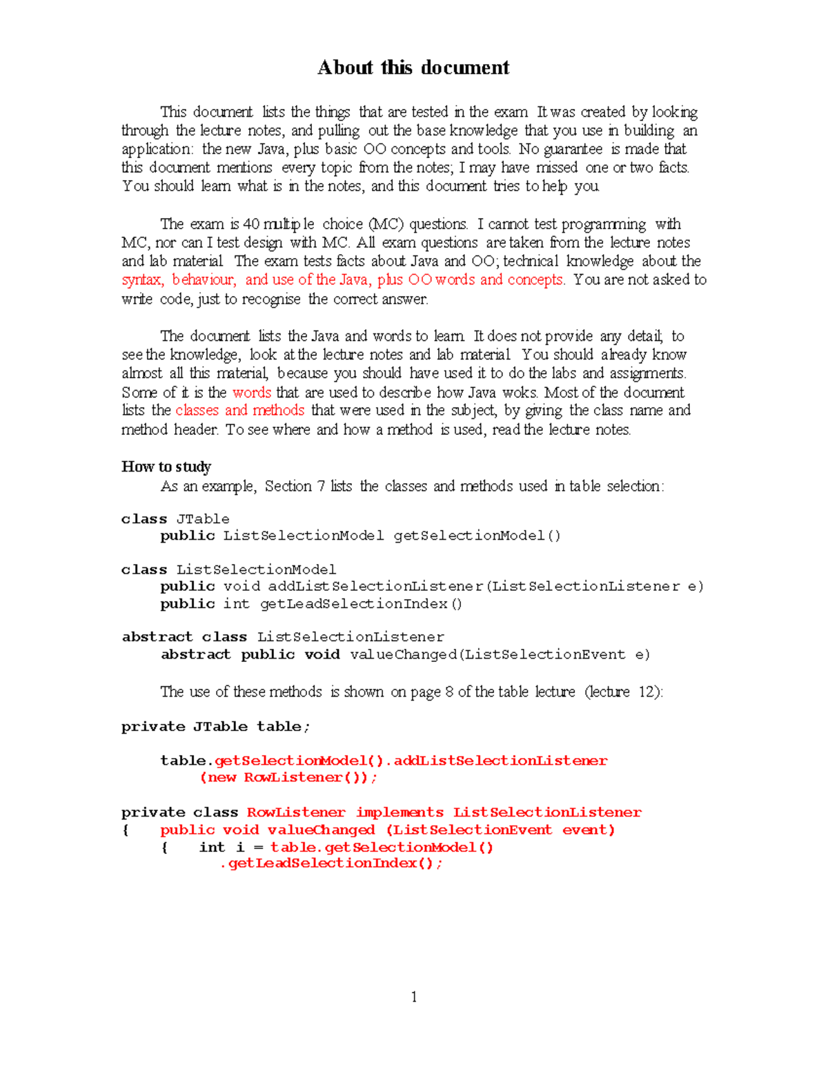 Topics Cheat Sheet - About this document This document lists the things ...