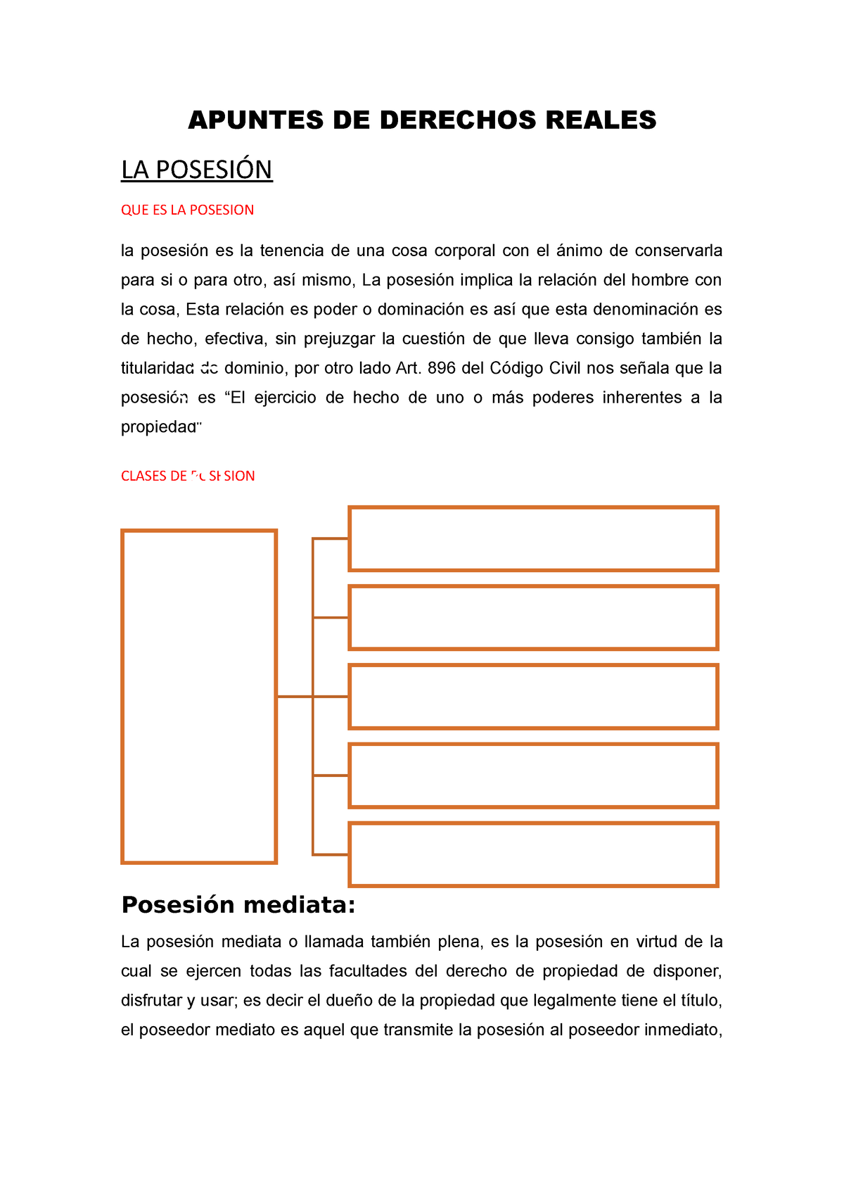 Apuntes DE Derechos Reales - APUNTES DE DERECHOS REALES LA POSESIÓN QUE ...