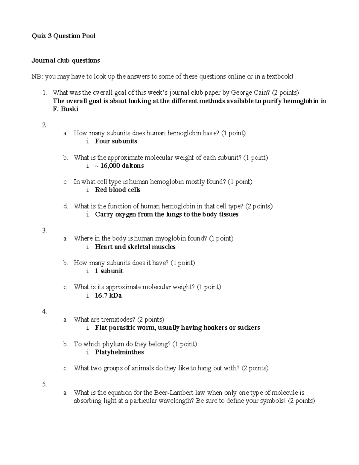 Quiz 3 Question Pool - Quiz 3 Question Pool Journal club questions NB ...