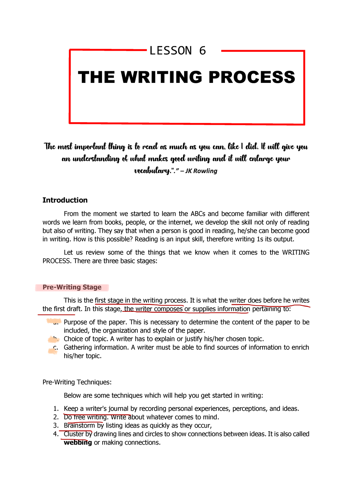 lesson 6 the writing process proofreading