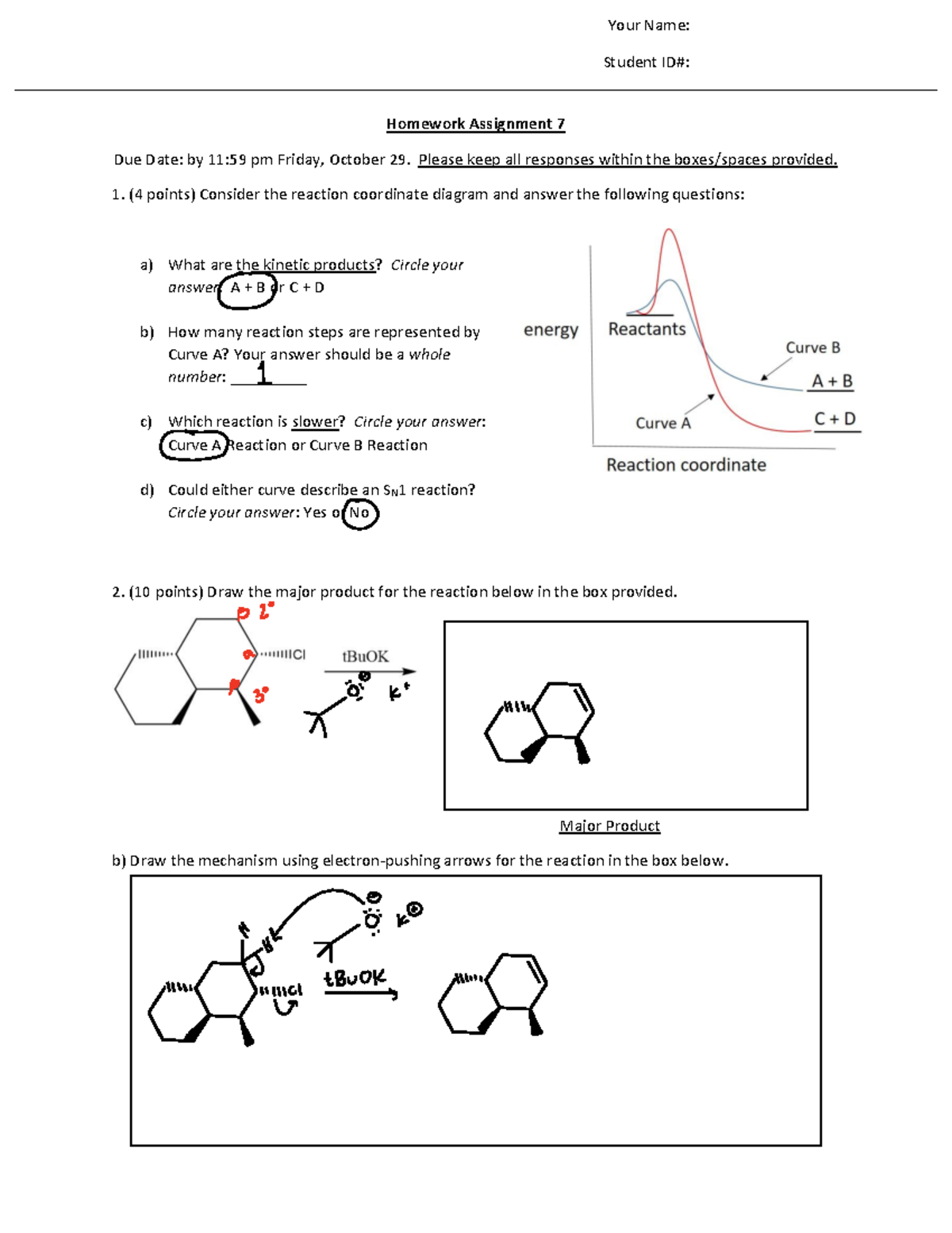 CHE230 Homework+Assignment+7 - Your Name: Student ID#: Homework ...