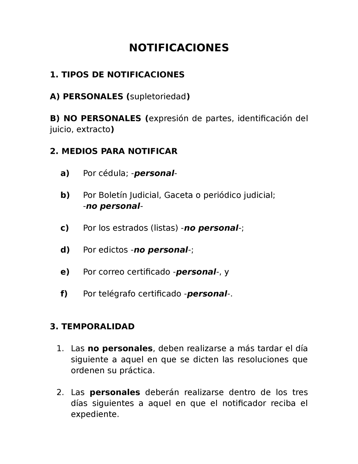 Tipos DE Notificaciones - NOTIFICACIONES 1. TIPOS DE NOTIFICACIONES A ...