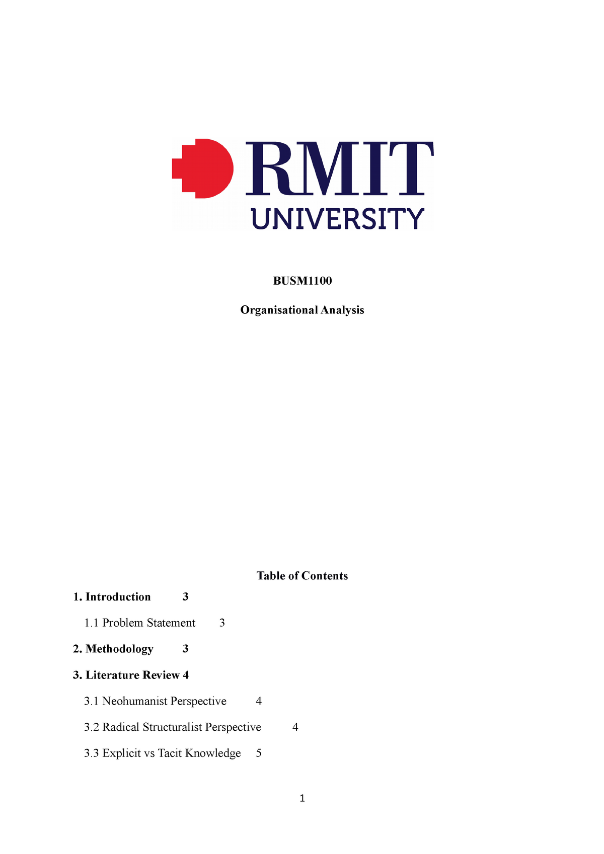 organisational analysis rmit assignment 2