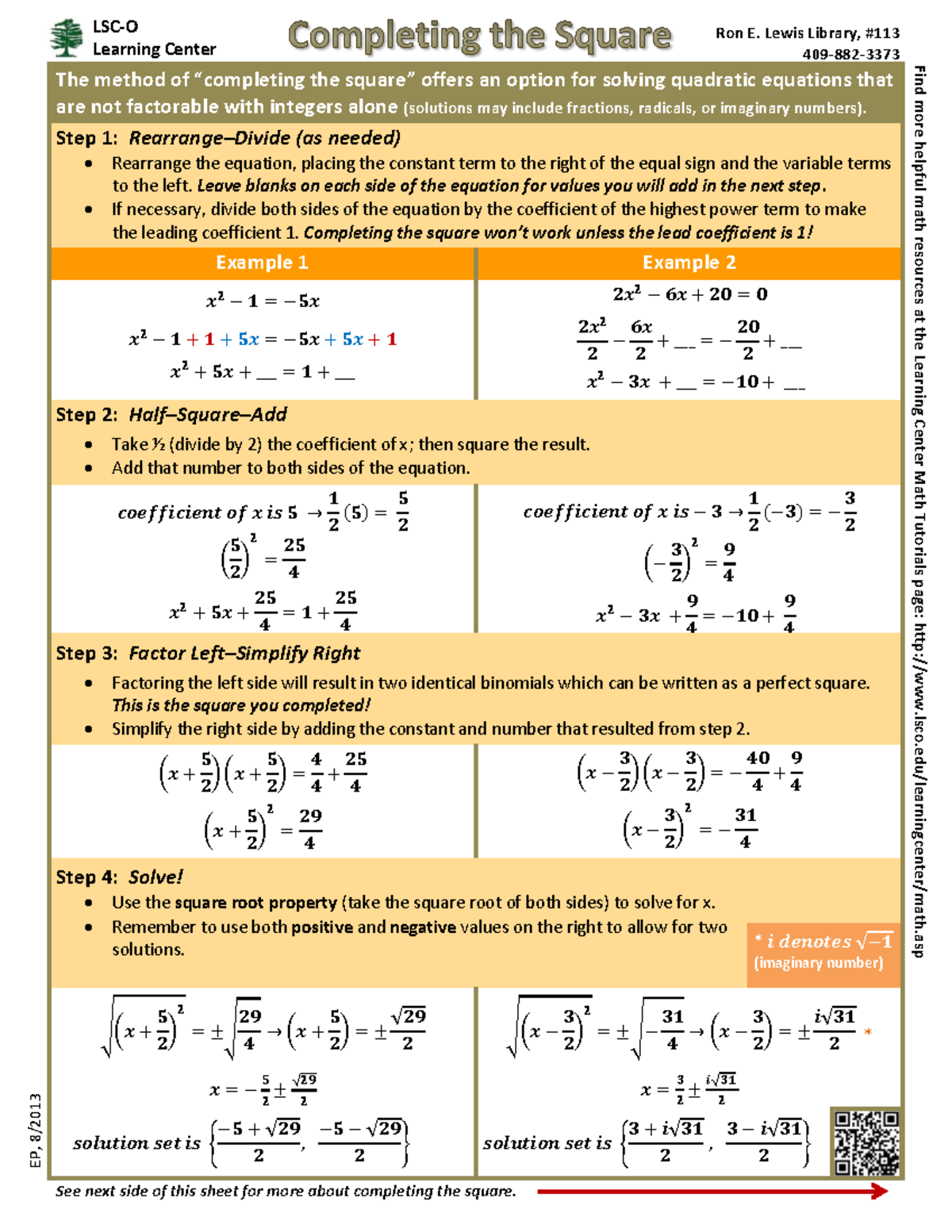 Completing the Square - The method of