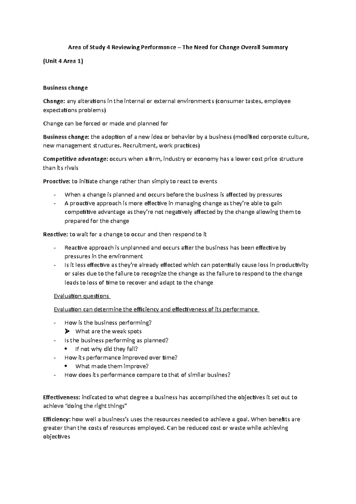 Area of Study 4 Reviewing Performance - Recruitment, work practices ...