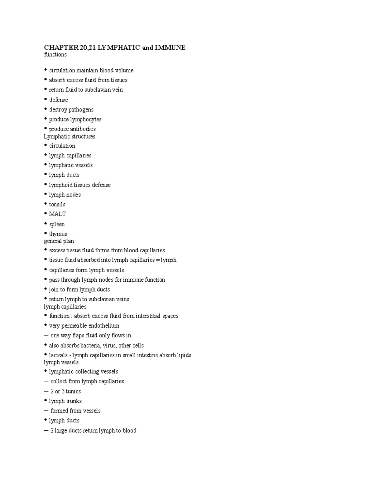 Anat 20:21 - lymphatic system anatomy notes - CHAPTER 20,21 LYMPHATIC ...