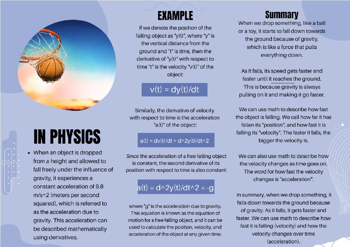 Brochure - None - EXAMPLE Summary When we drop something, like a ball ...