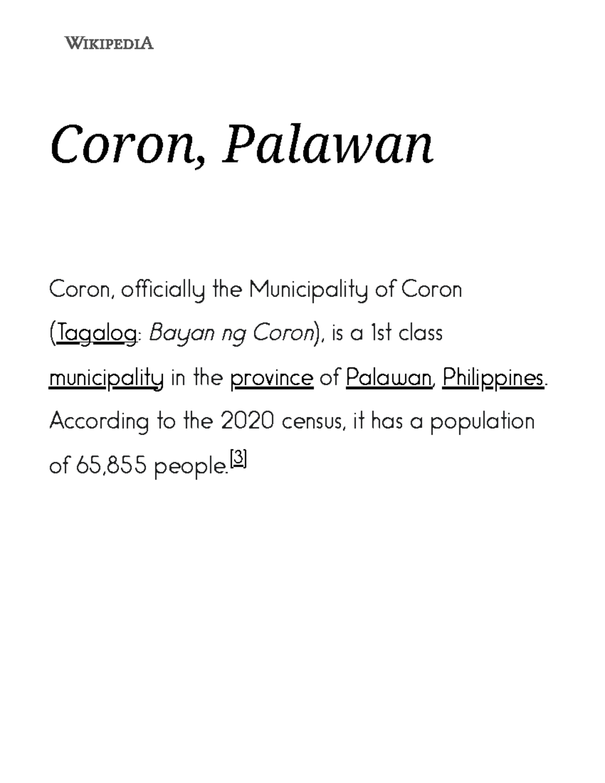 Coron, Palawan - Wikipedia - Coron, Palawan Coron, officially the ...