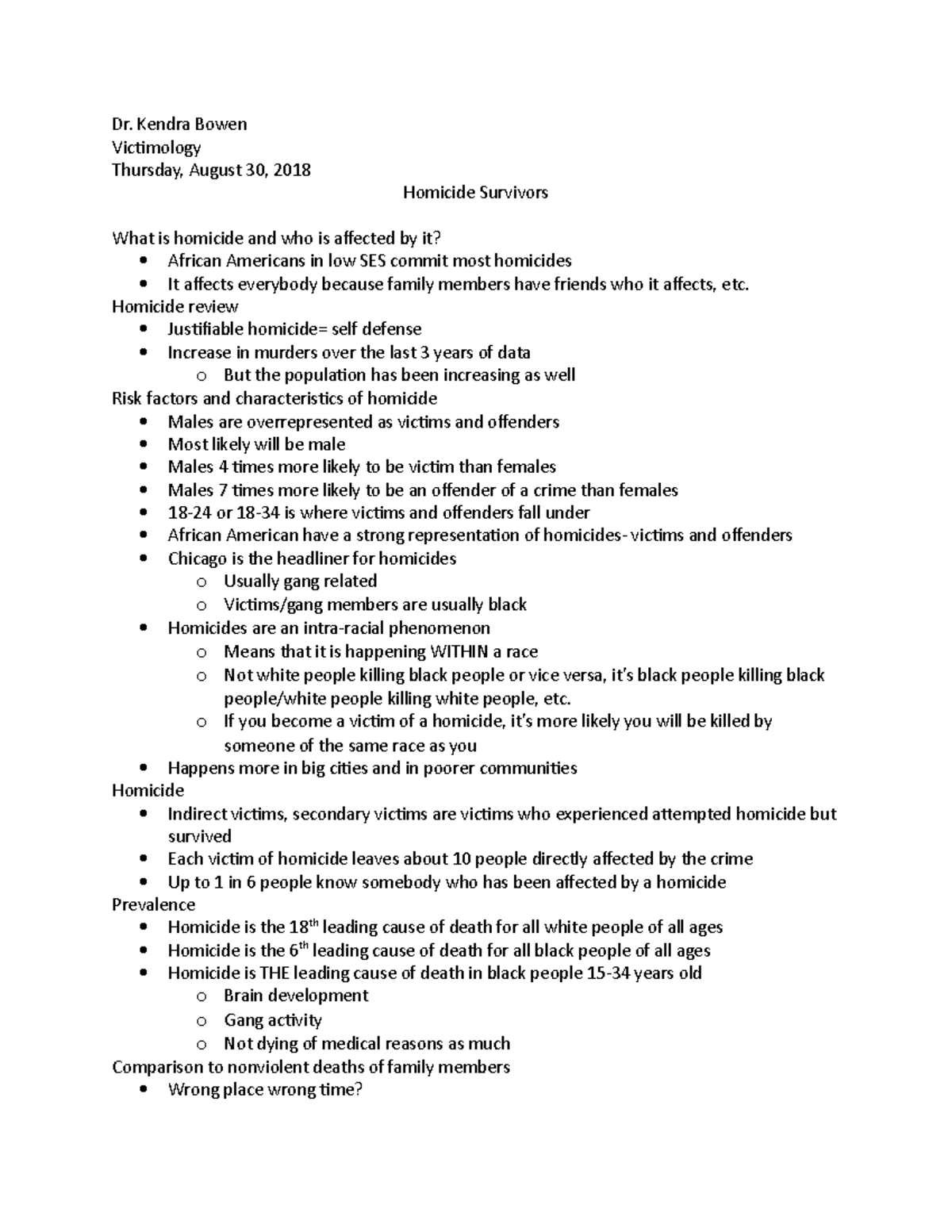 Homicide Survivors Dr. Kendra Bowen Dr. Kendra Bowen Victimology