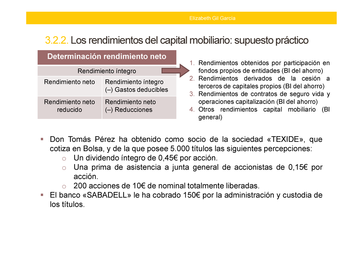 Ejercicio Practico RKM Primer Tema. IRPF - 3.2.2 Rendimientos Del ...