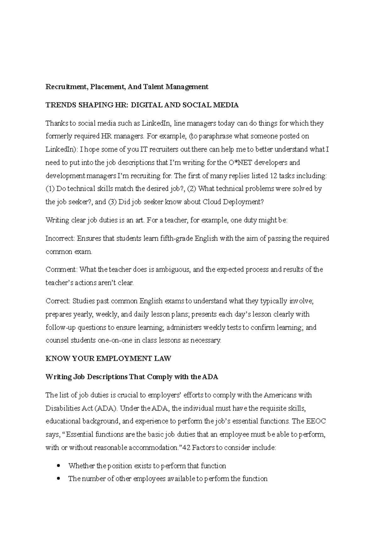 Writing Job Descriptions That Comply with the ADA Recruitment