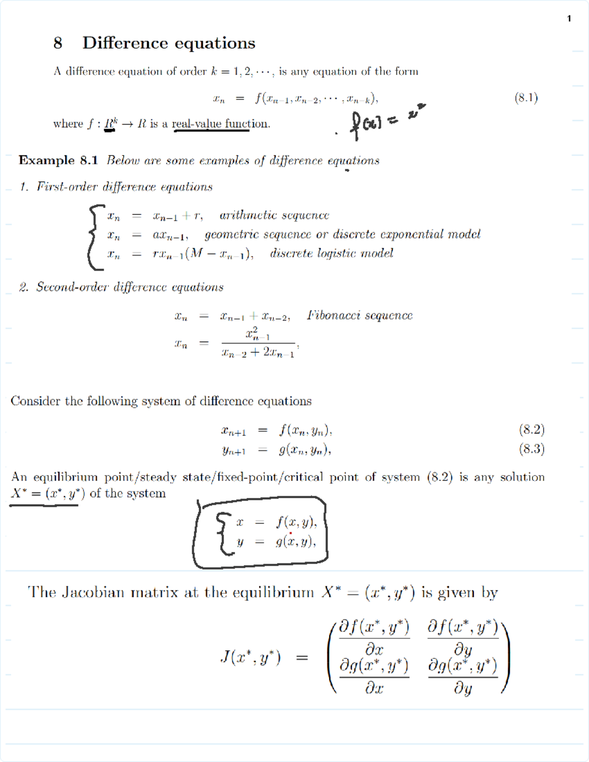 MAT312 Lesson 20 and 21 Difference Equations - 1 8 Difference equations ...