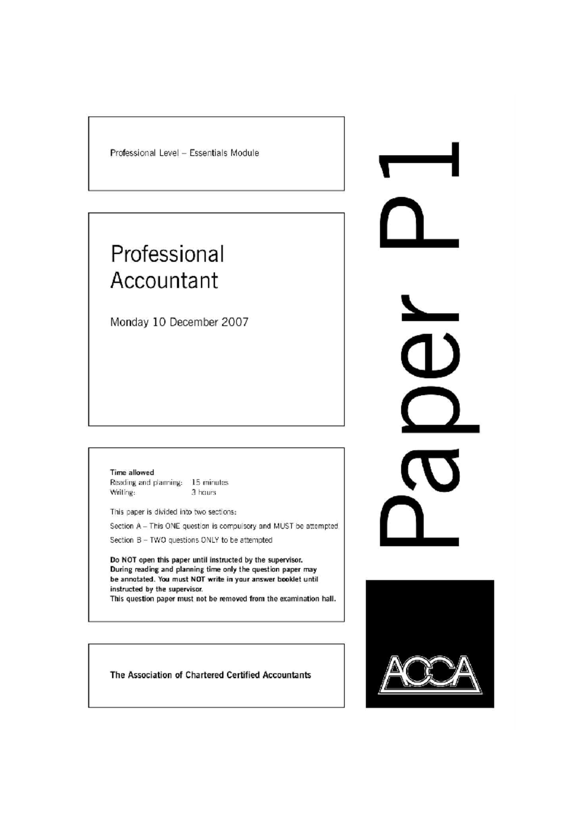 2 p1 2007 dec q - ACCA papers - Professional Level Essentials Module ...