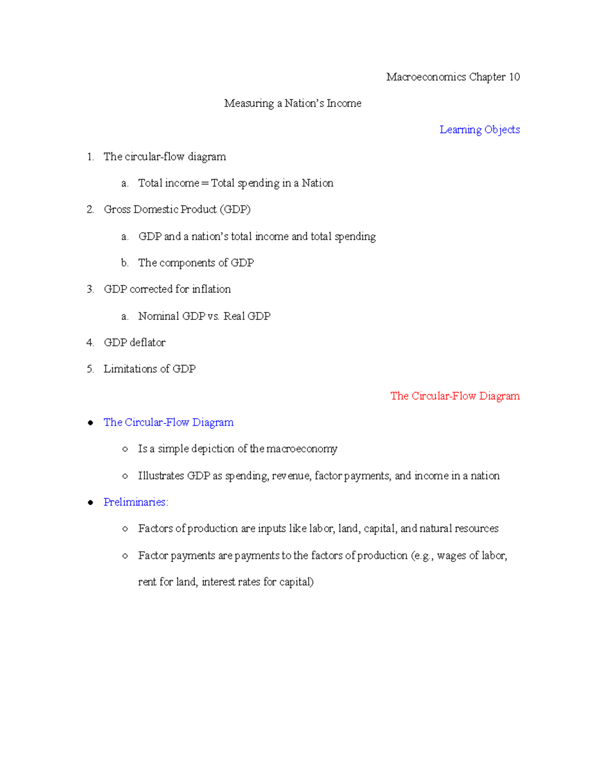 Macroeconomics Ch. 10 - Macroeconomics Chapter 10 Measuring a Nation’s 