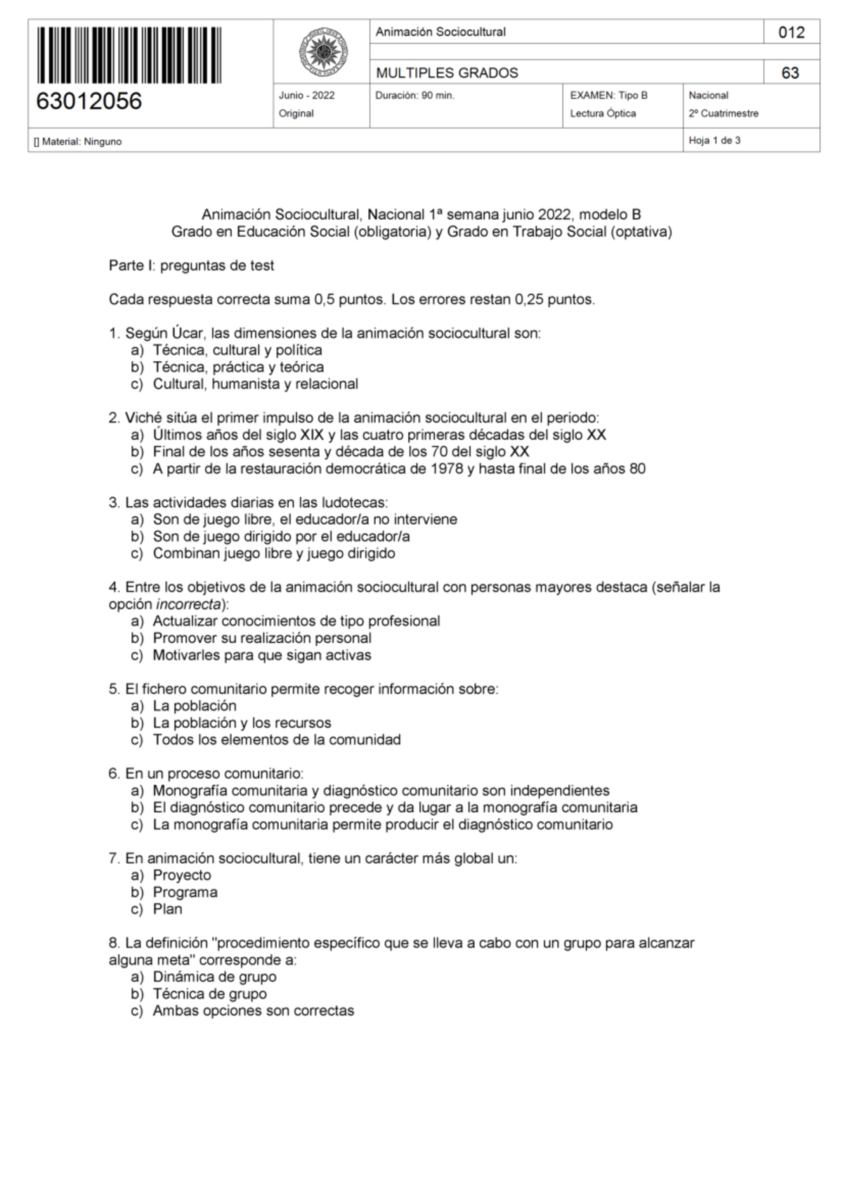 Exa Asc Junio 2022 B - Modelo B De Examen , Respuestas En Archivo ...