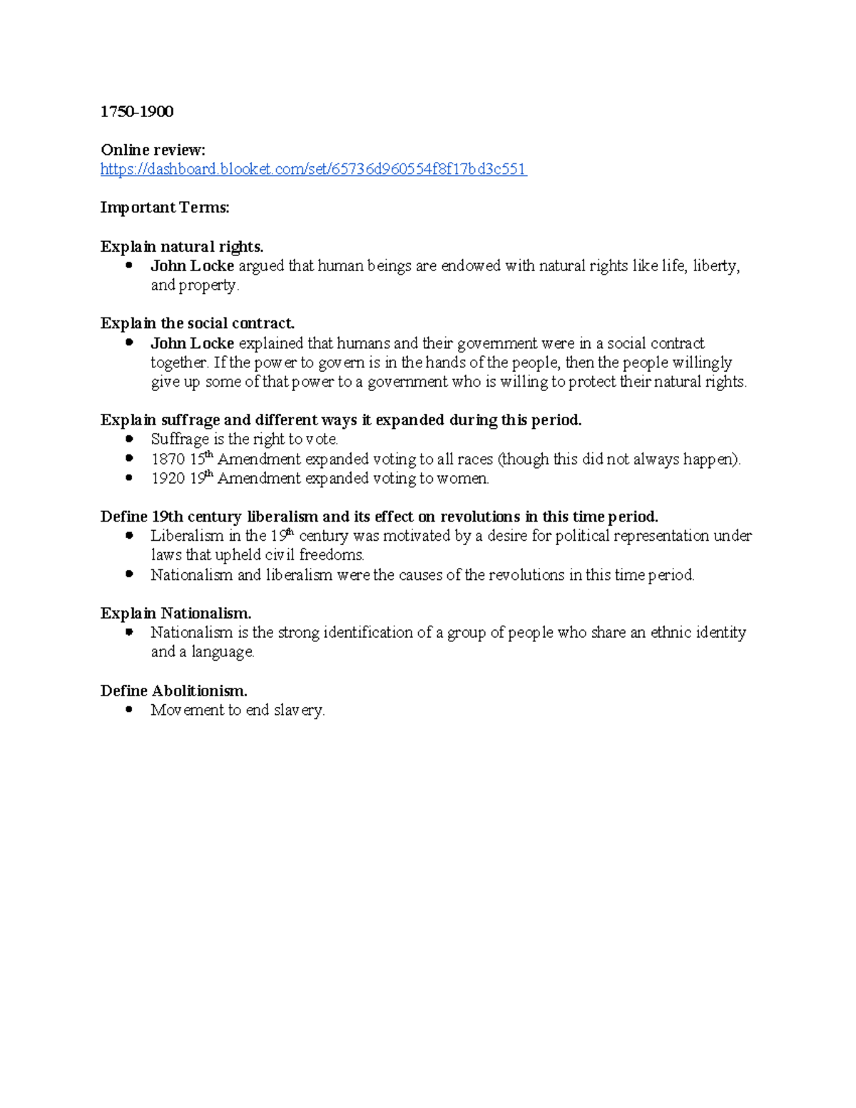 Unit 5 Review Part A 1750 Online review dashboard.blooket/set