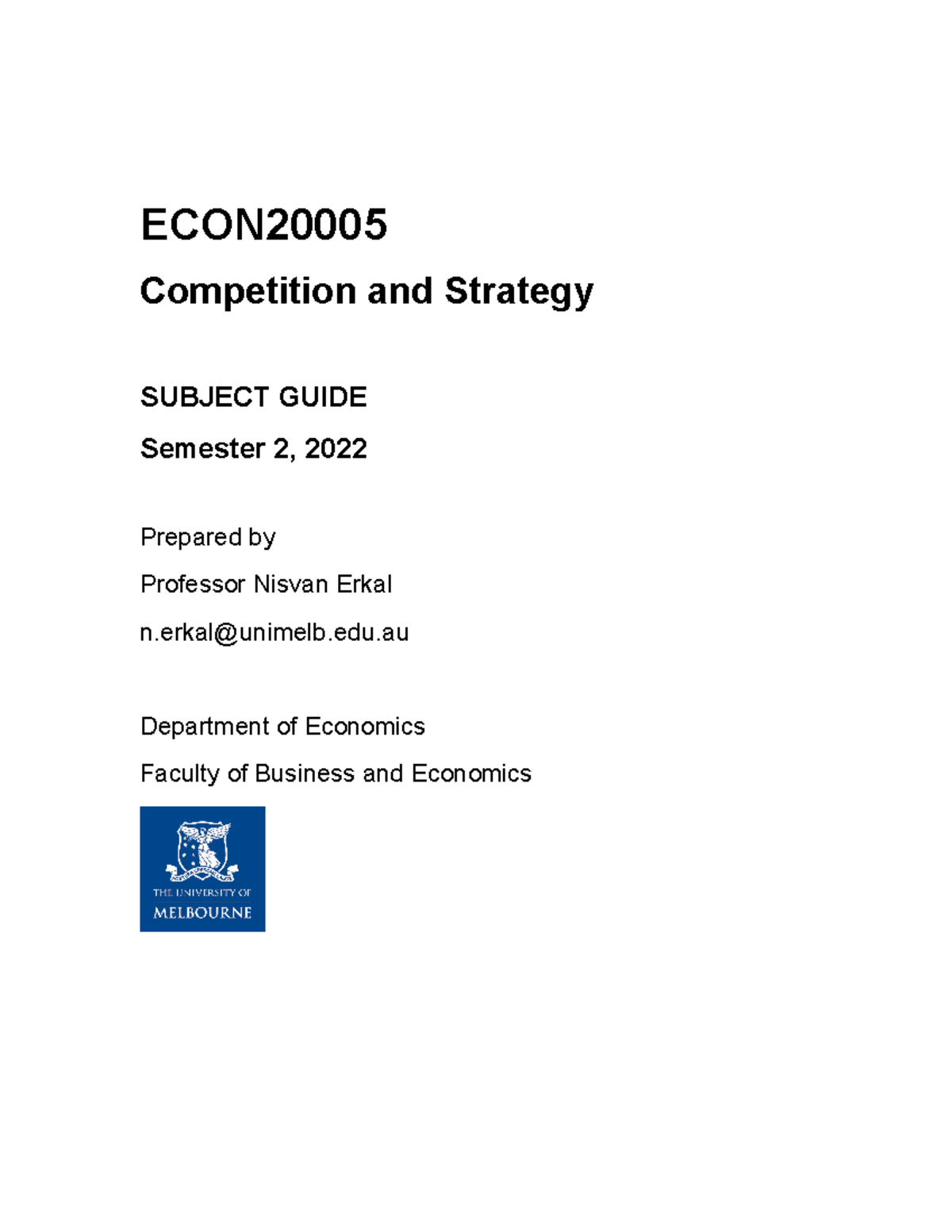 ECON2000 5 subject guide - v2 - ECON Competition and Strategy SUBJECT ...