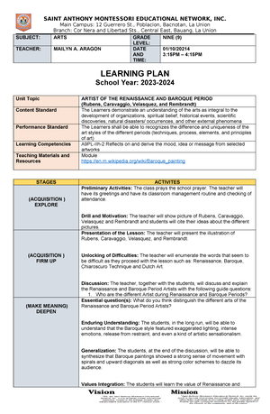 CO-2-Demonstration-Lesson-Plan-SY-2022-2023 Quater 2 ARTS - Department ...