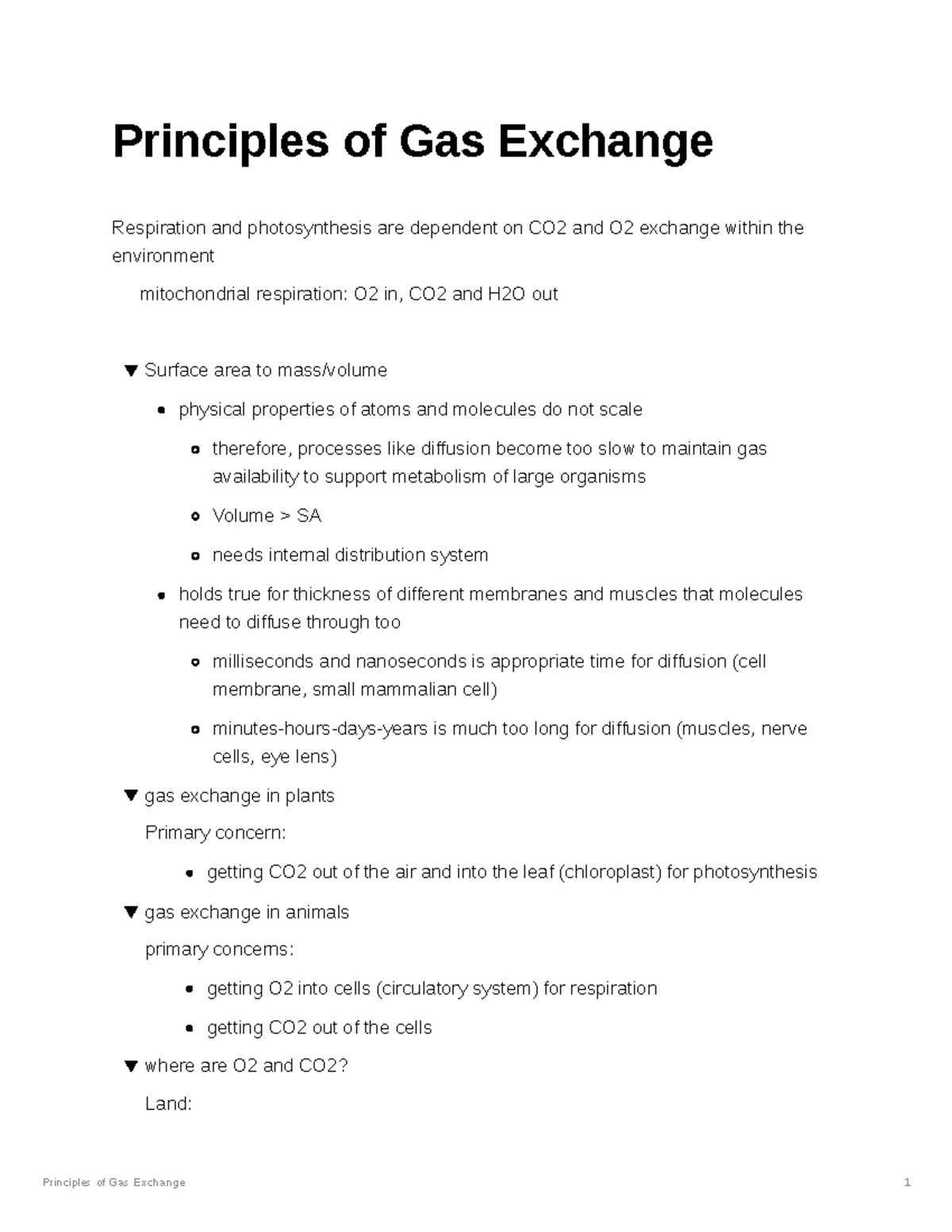 Principles of Gas Exchange - Principles of Gas Exchange Respiration and ...