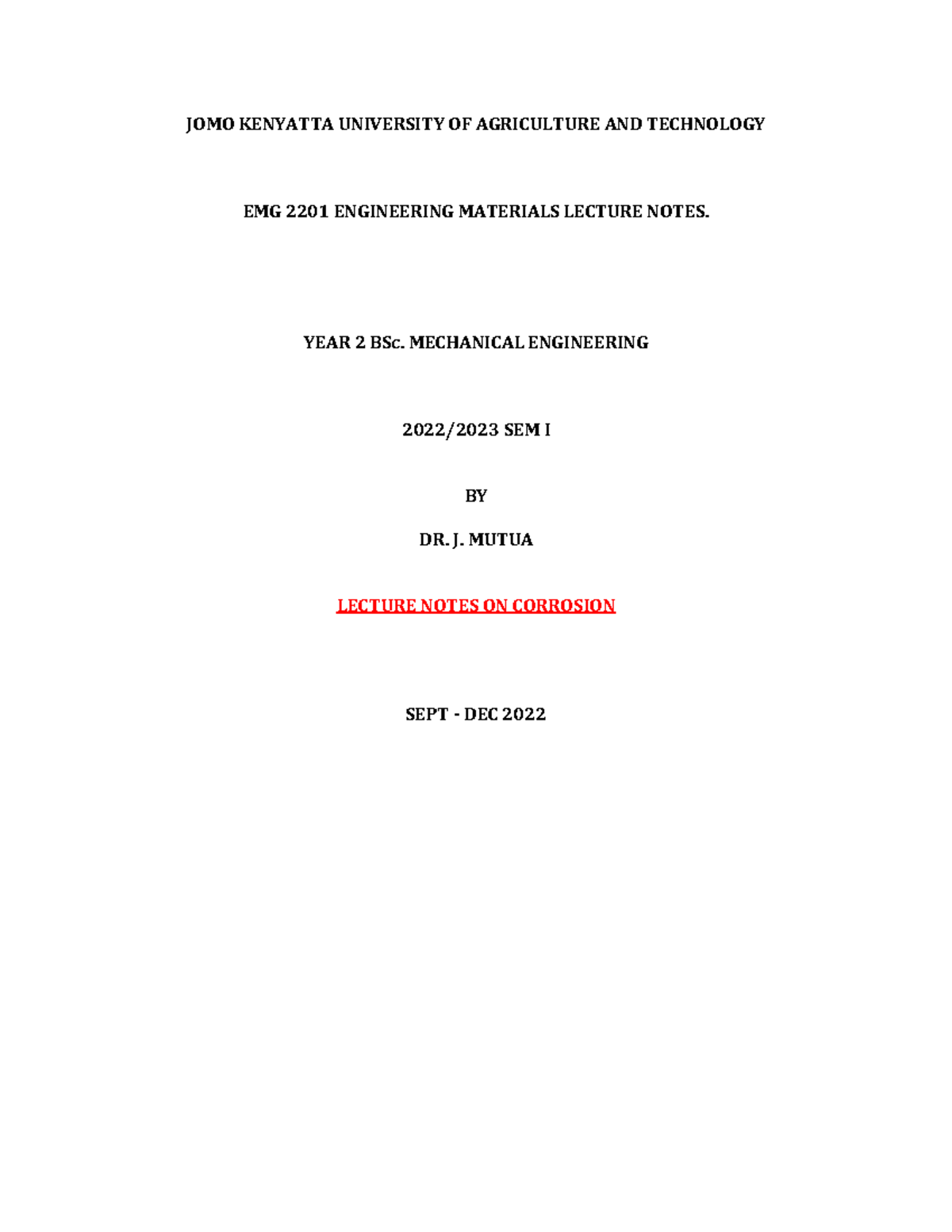 Corrosion 28112022 - Material science lecture notes - JOMO KENYATTA ...