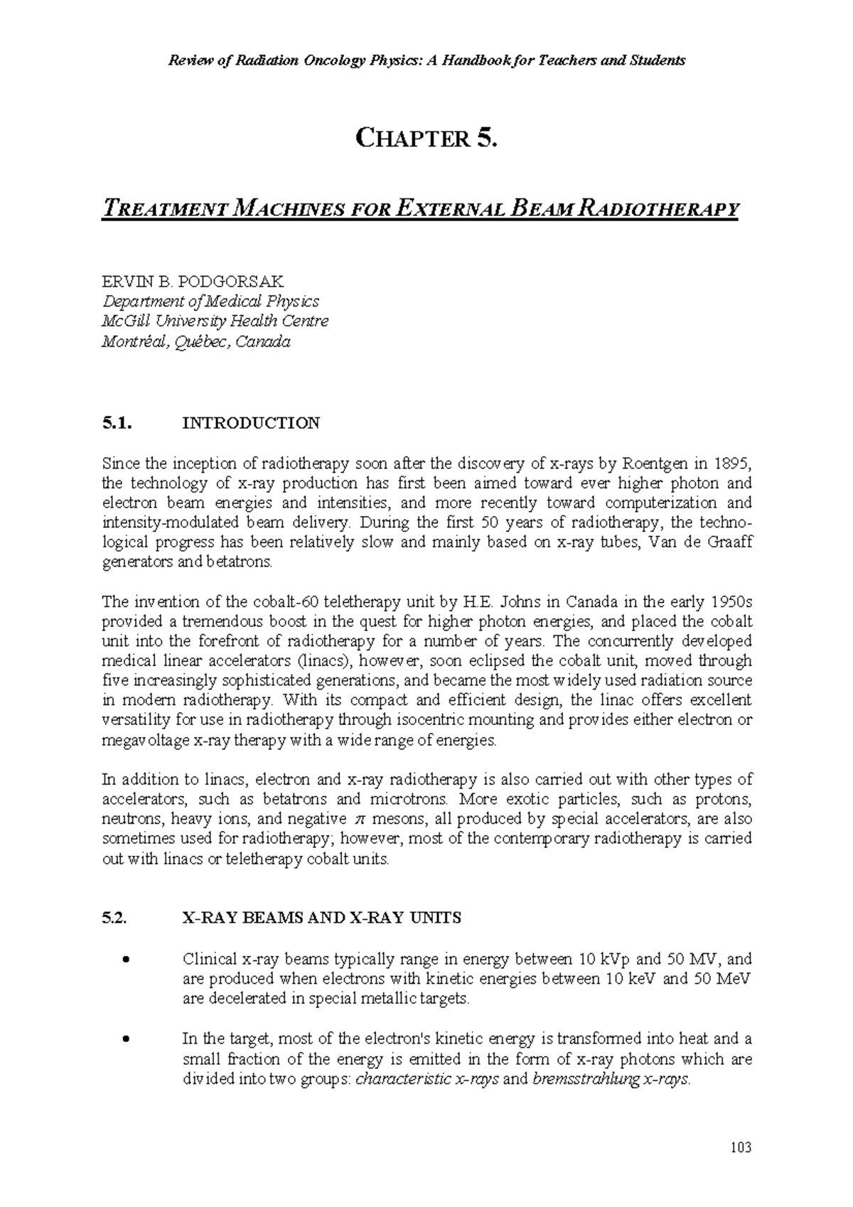 Chapter 5 - apuntes - Review of Radiation Oncology Physics: A Handbook ...