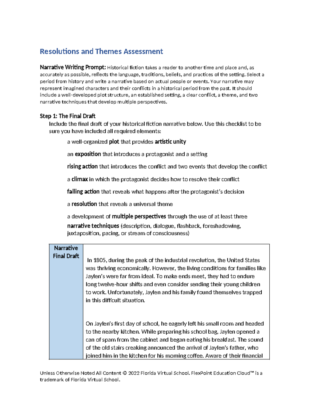 Resolutions and themes assess rubric 1 - Resolutions and Themes ...