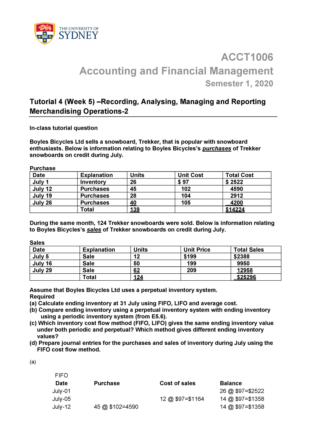 ACCT1006 Tutorial 4 Week 5 - ACCT Accounting And Financial Management ...