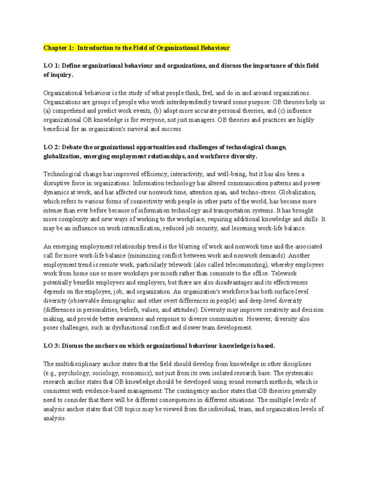 BUS 272 - Chapter 1 Introduction to the Field of Organizational ...