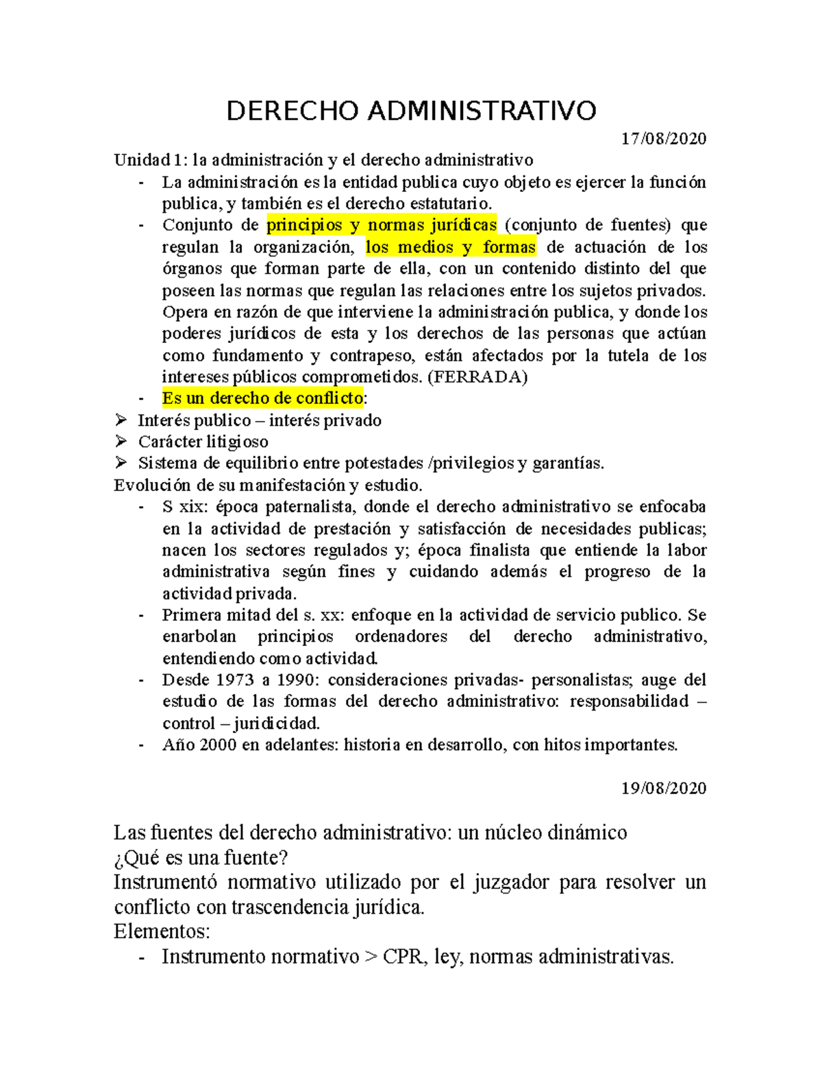 Derecho Administrativo - DERECHO ADMINISTRATIVO 17/08/ Unidad 1: La ...