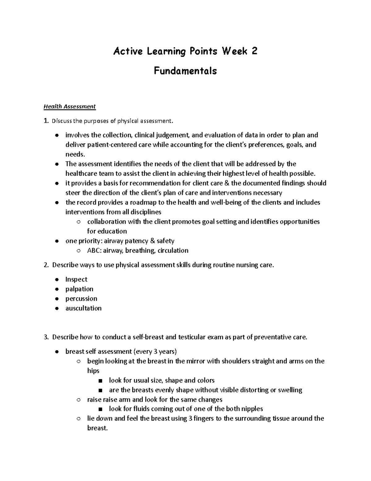 Active Learning Week 2 - Active Learning Points Week 2 Fundamentals ...