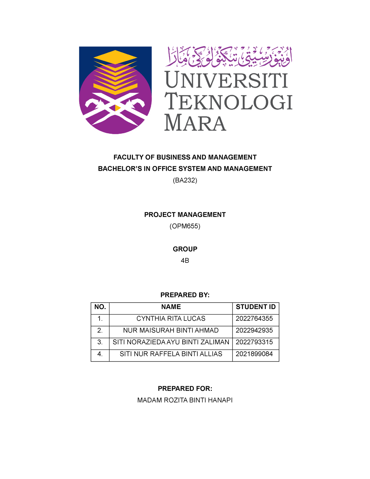 Group Task Activity - Faculty Of Business And Management Bachelor’s In 