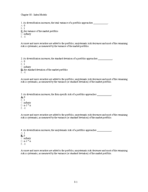 Test Bank CH10 - Test Bank - Chapter 10 Arbitrage Pricing Theory And ...