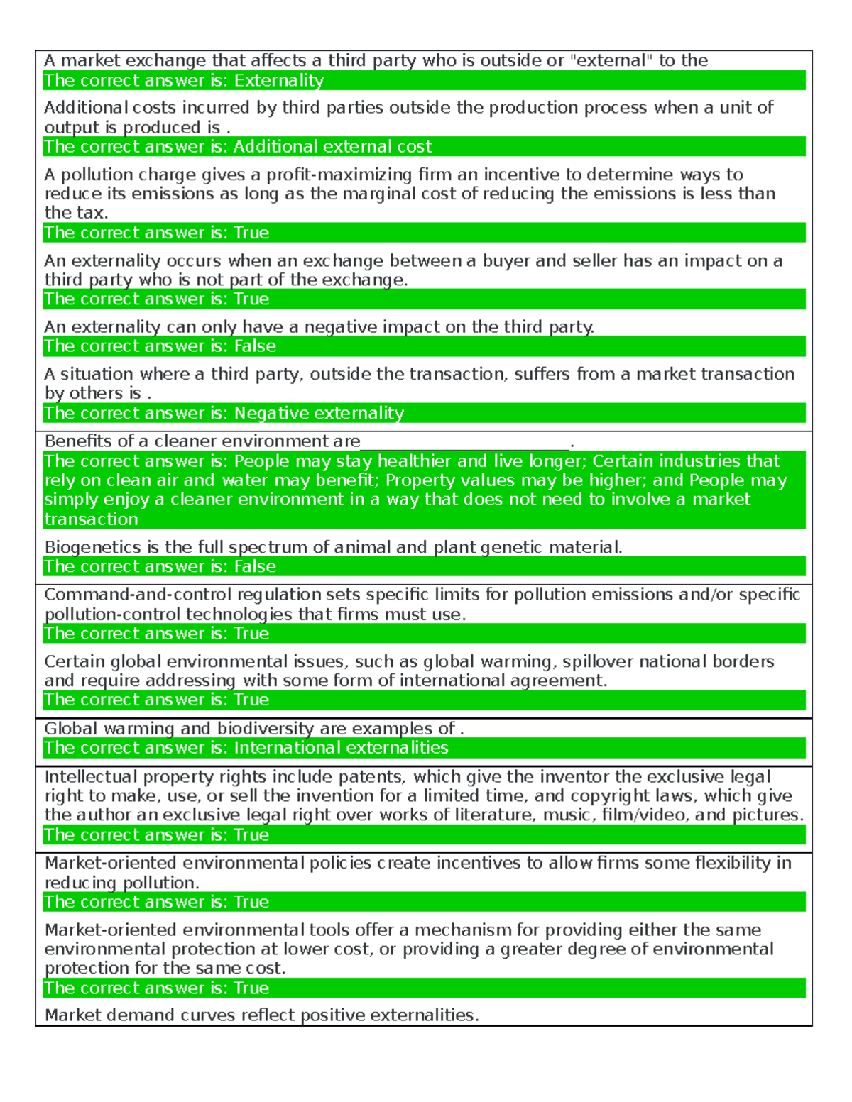 Self Quiz Unit 5 - BUS 1103 - Microeconomics - Self Quiz Unit 5 - A ...