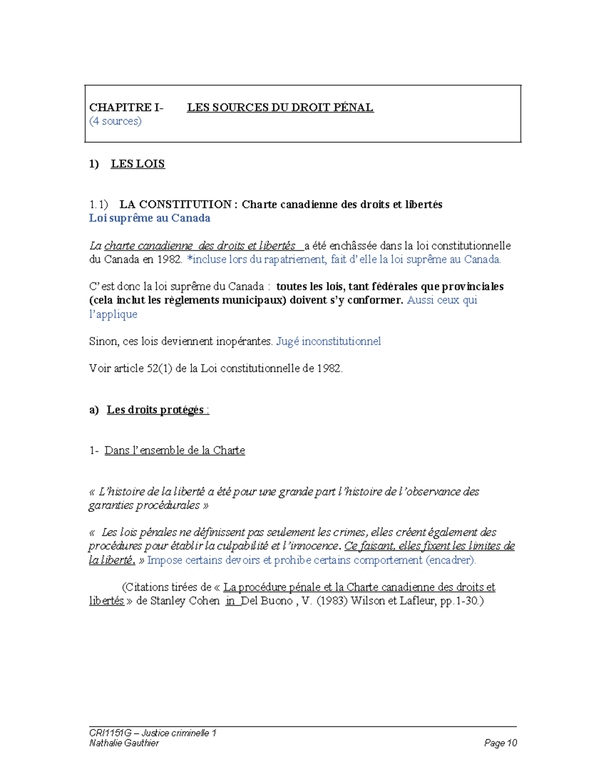 CRI1151 G-A E2018 chapitre 1 - CHAPITRE I- LES SOURCES DU DROIT PÉNAL ...