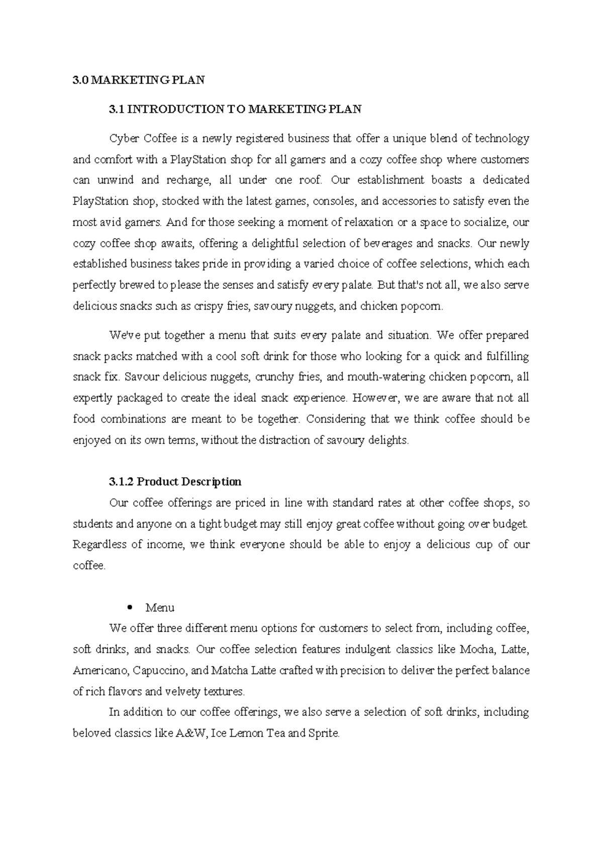 ENT300 GROUP ASSIGNMENTS - 3 MARKETING PLAN 3 INTRODUCTION TO MARKETING ...