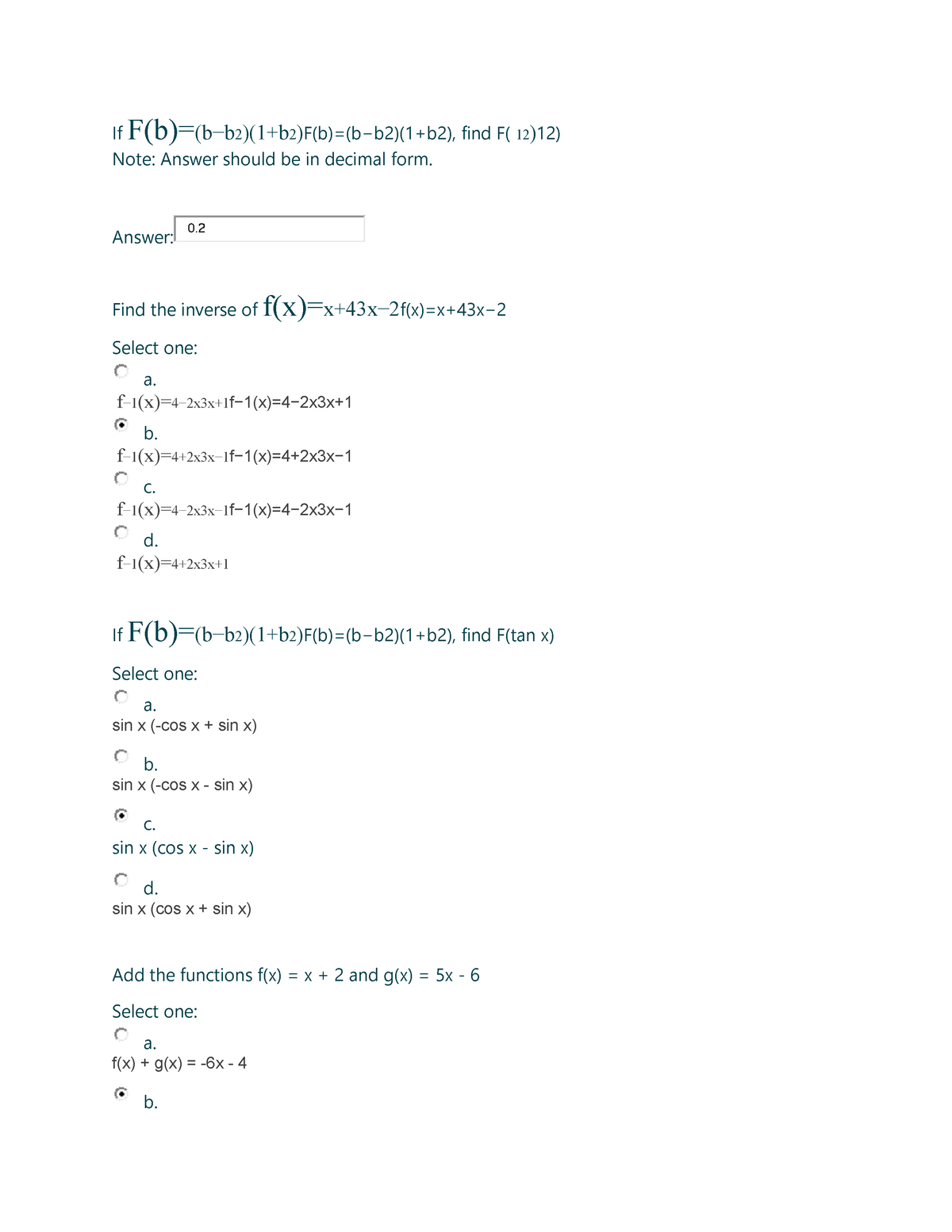 Limits Of Functions As X Approaches A Constan - If F(b)=(b−b 2 )(1+b 2 ...