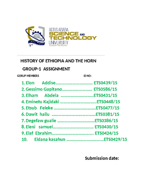 Module History Of Ethiopia And The Horn Hist 102 - MODULE HISTORY OF ...