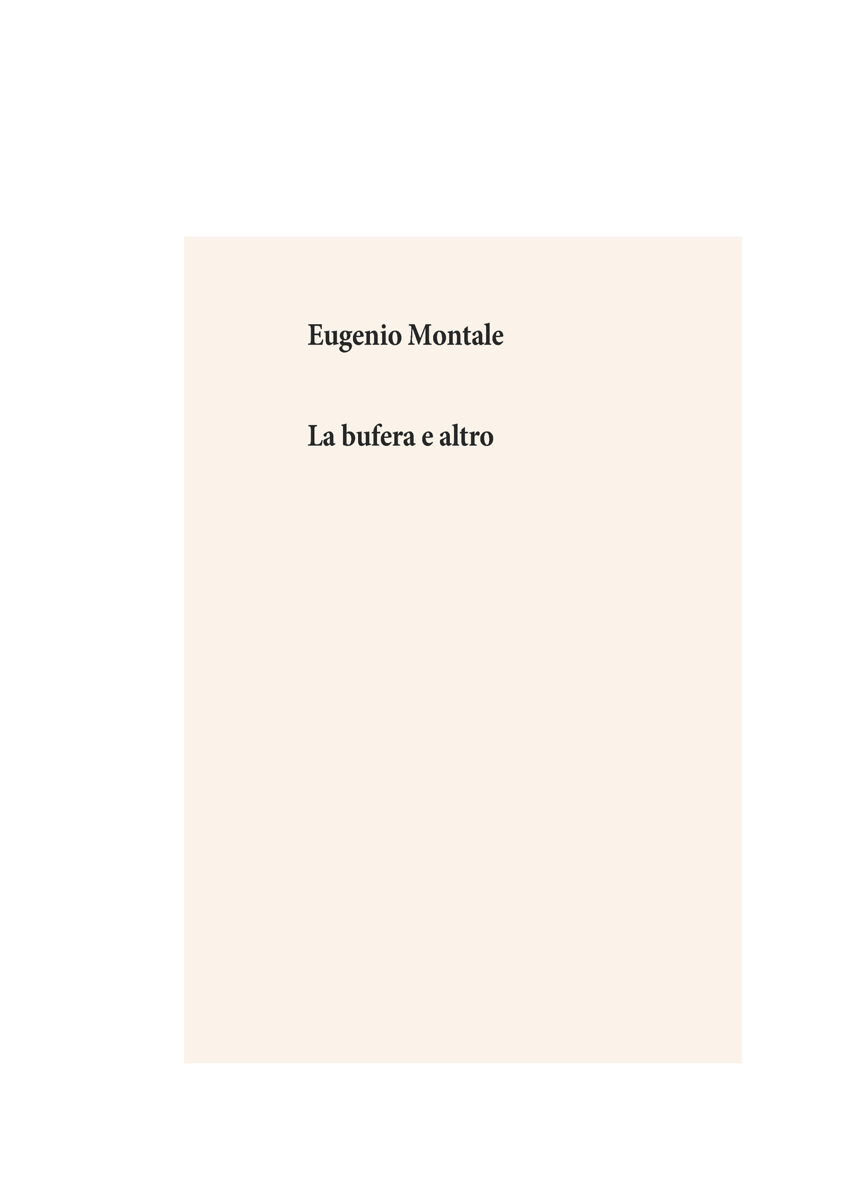 La Bufera E Altro - Libro Di Montale - Eugenio Montale La Bufera E ...