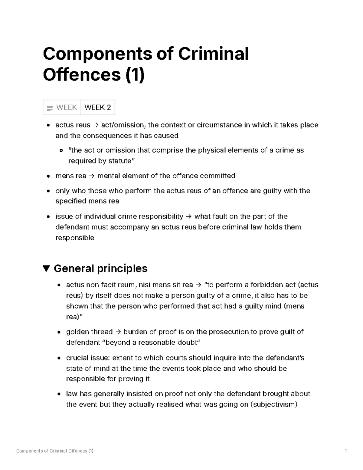 Components of criminal offences - Components of Criminal Offences (1 ...