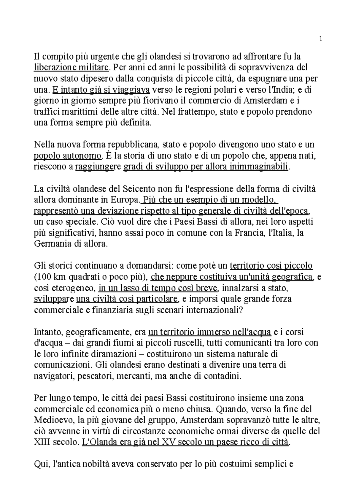 Civiltà olandese del 600 Il compito