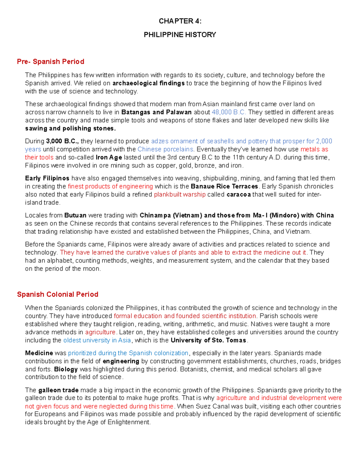 STS Reviewer 4-5 - CHAPTER 4: PHILIPPINE HISTORY Pre- Spanish Period ...
