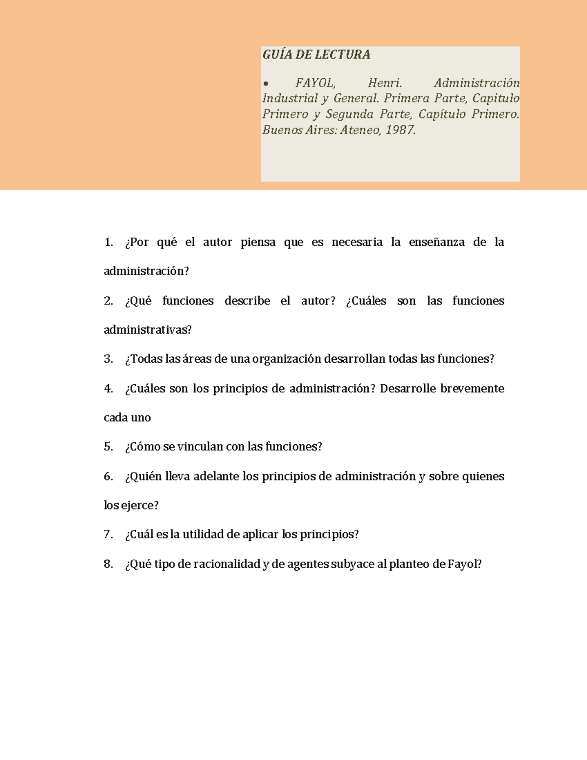 Gu%C3%ADa%20de%20lectura%20Fayol - GUÍA DE LECTURA • FAYOL, Henri ...