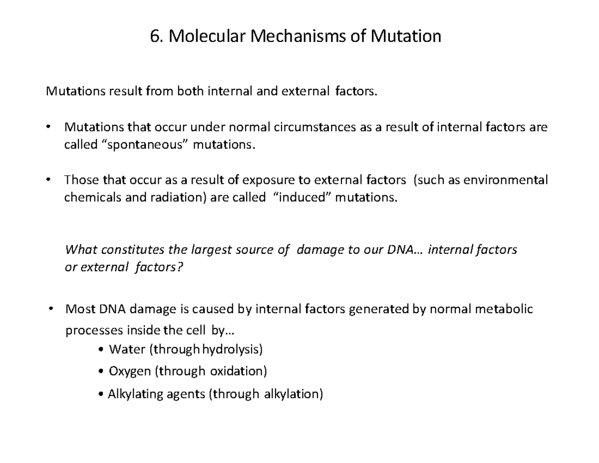 MBG2040-Gene Mutation And DNA Repair Part II - Mutations Result From ...