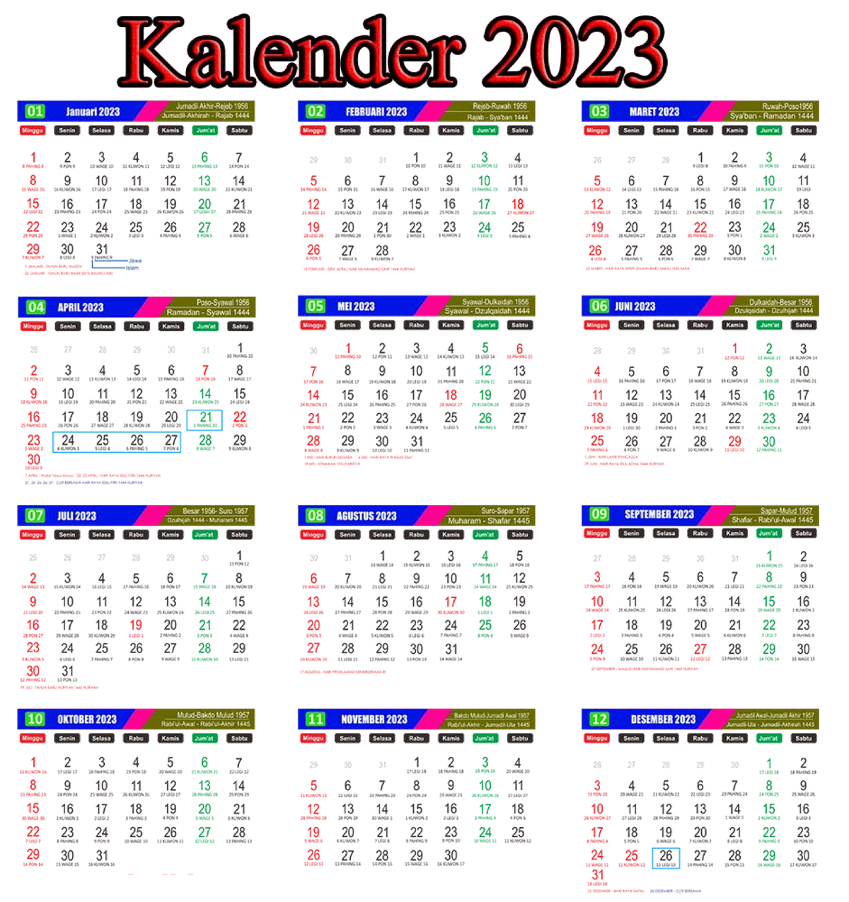 Kalender 2023 lengkap - asadsadsada - Manajemen - Studocu