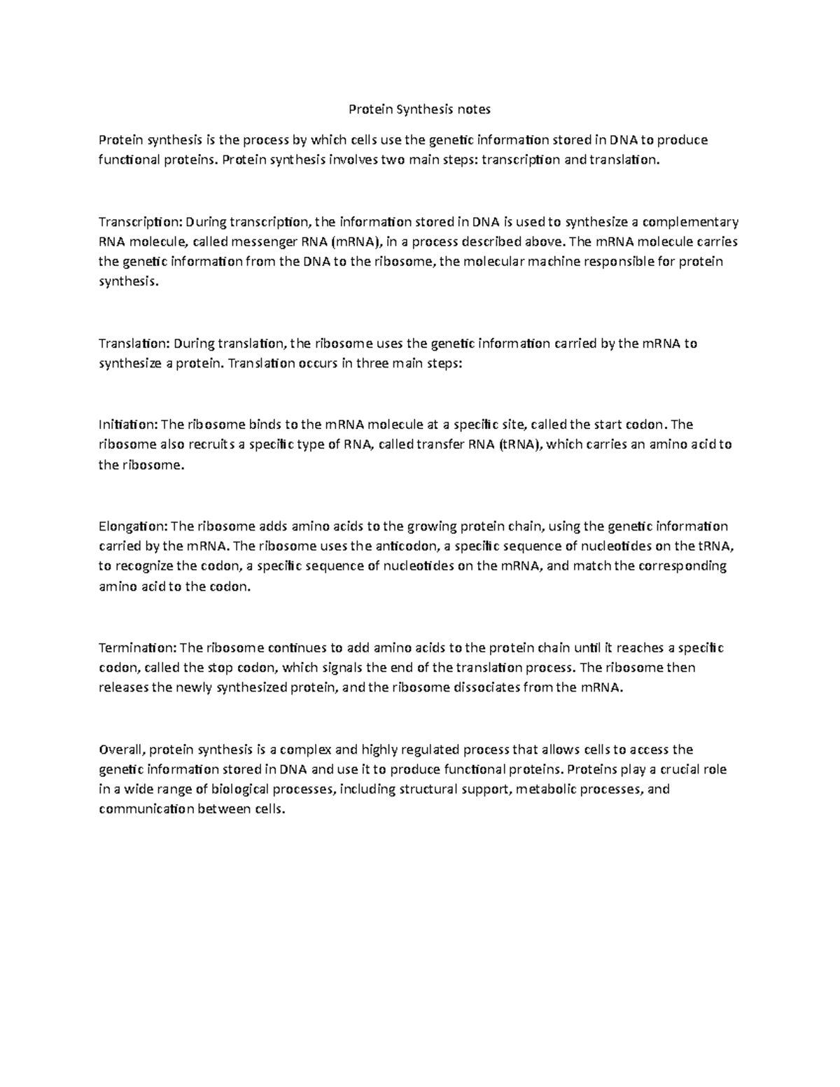 Protein Synthesis notes Protein Synthesis notes Protein synthesis is