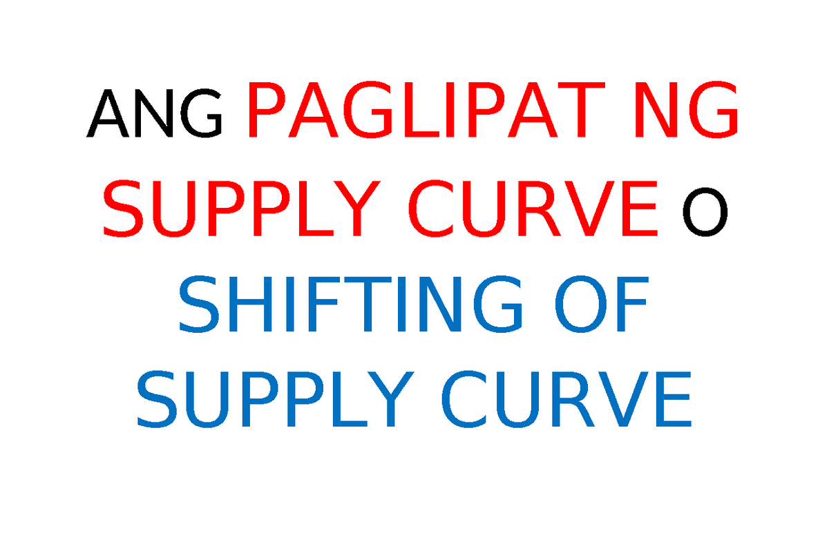 AP REPORT WITH NOTES - ANG PAGLIPAT NG SUPPLY CURVE O SHIFTING OF ...