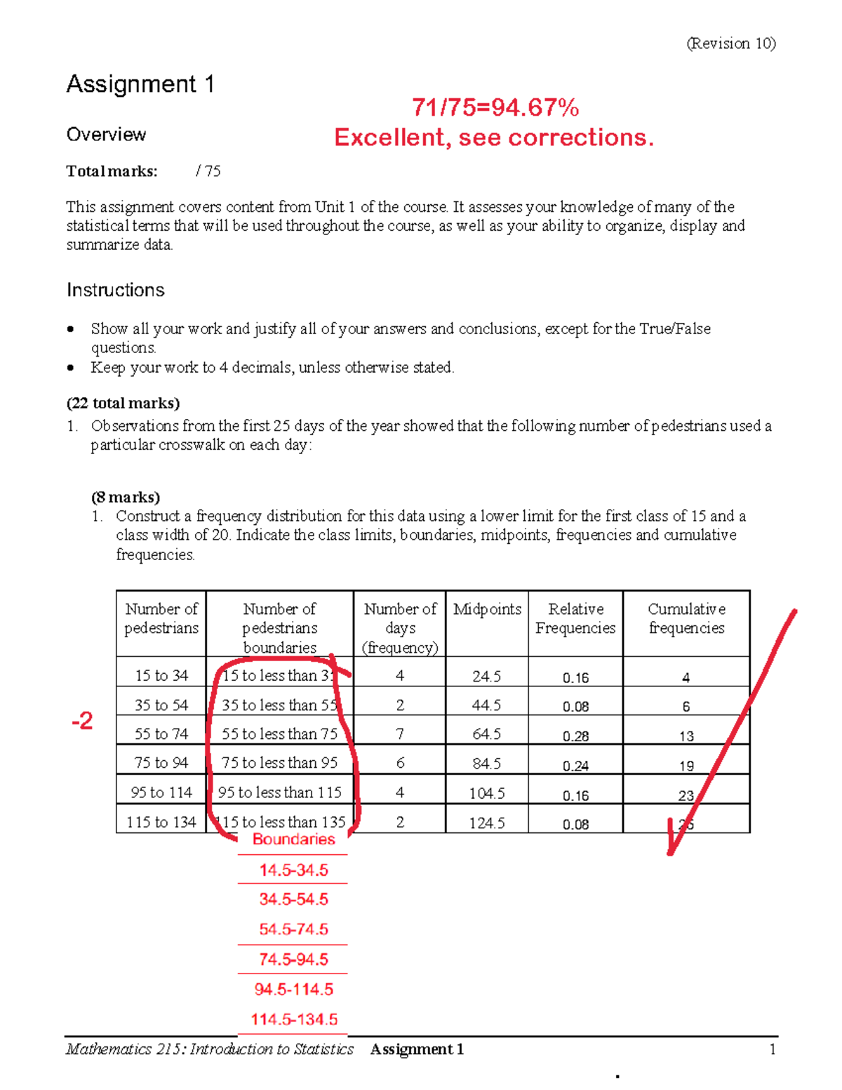 Math215 - Copy - Summary Introduction to Statistics - Assignment 1 ...