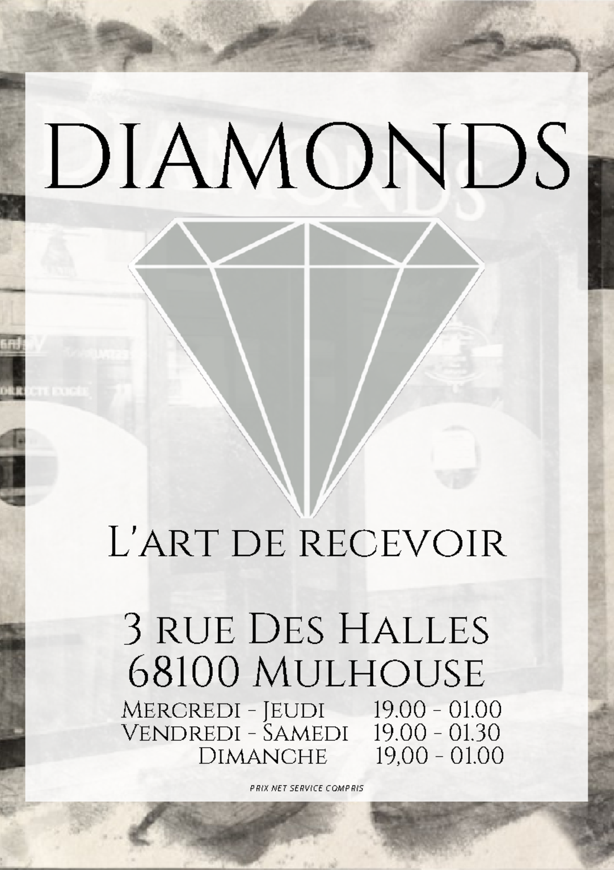 Menu PRIX NET SERVICE COMPRIS DIAMONDS L